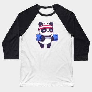 Cute panda lifting barbell Baseball T-Shirt